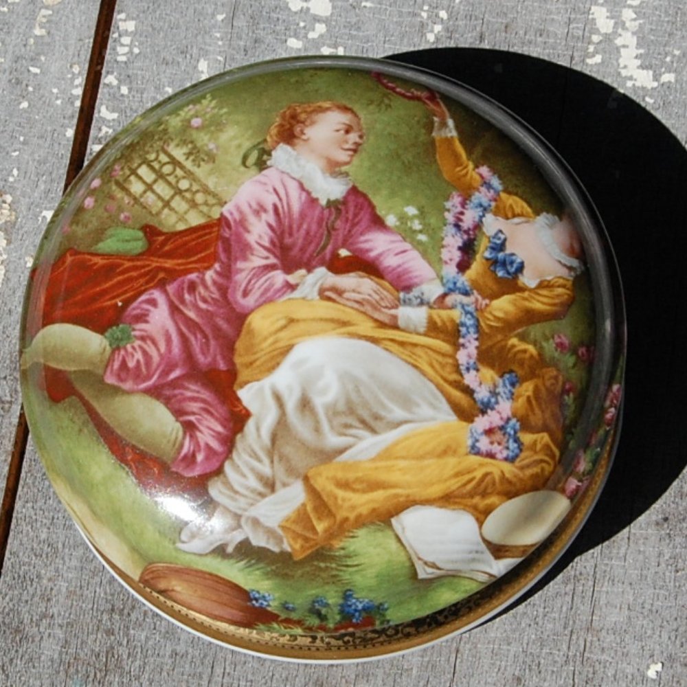 Limoges Round lidded Box Rococo Style